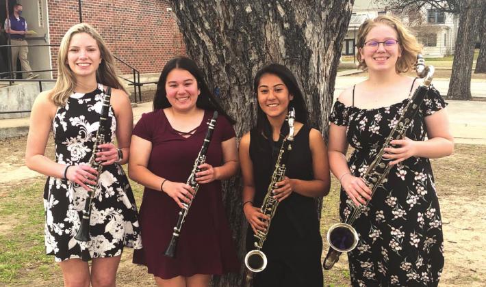 Clarinet Quartet members are: Jenna Lambert, Virginia Diaz, Natalie Cuevas, and Kaylee Eidson.