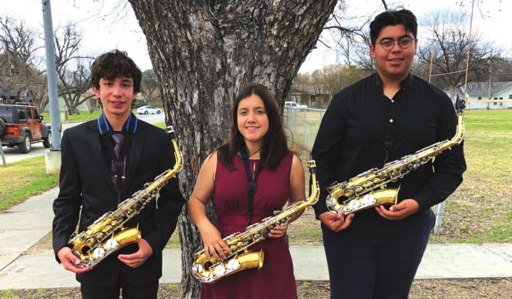 Saxophone Trio members are: Jose Aguilera-Valdez, Leia Kilman, and Jose Aguilera.