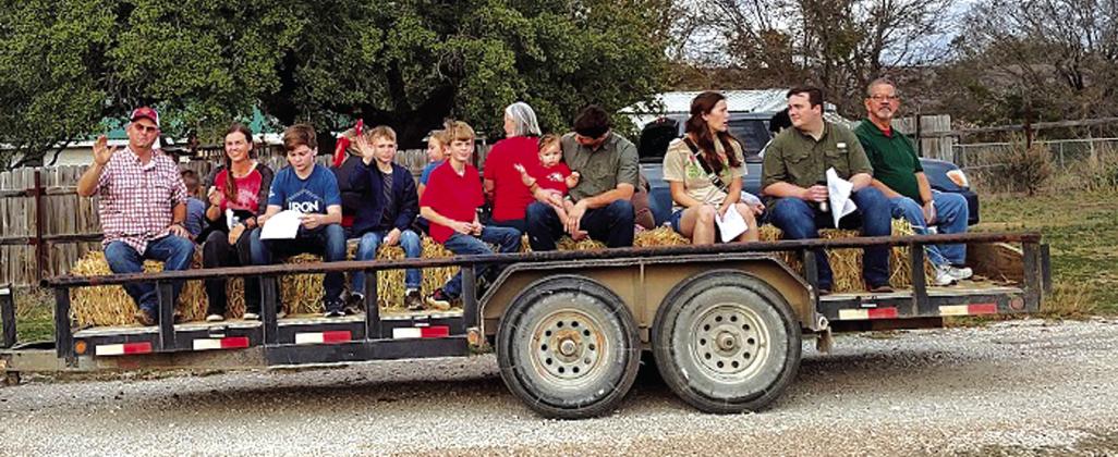 Members of San Saba’s First Baptist Church jumped on this trailer last Sunday afternoon and went caroling to bring the Good News of Jesus’ birth to some members of the community. Photo by Djuana Payton