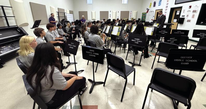 San Saba Middle School 7th Grade Band in the warm-up room at contest where they make history. Courtesy of Chans Moellendorf