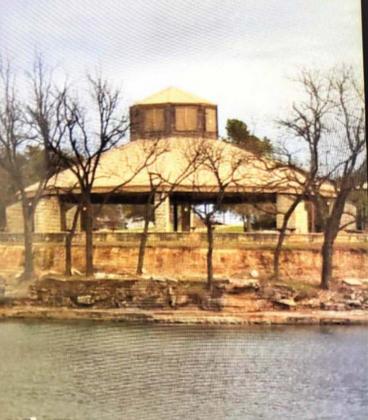 View from across the pond before wall is completed.