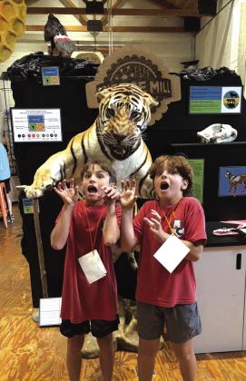 Durst Williams and River Wakefield explored the animal station at the Science Mill.