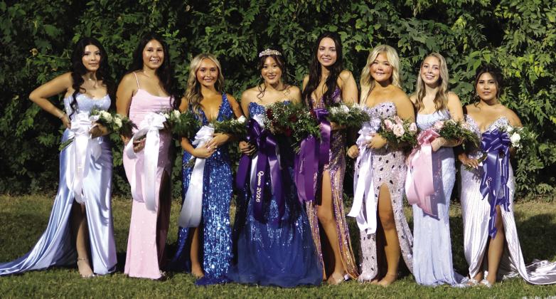 San Saba’s 2026 Homecoming Court from left to right: Junior Duchess Johanna Cervantes, Sophomore Duchess Valeria Carranza, Freshman Duchess Cameryn Brockman, Senior Marlane Rodriguez, Senior Raylee Wood, Senior Bryli Edmondson, Senior Jaleigh Brand, and Senior Ximena Cuevas. Courtesy of Terri Ellis
