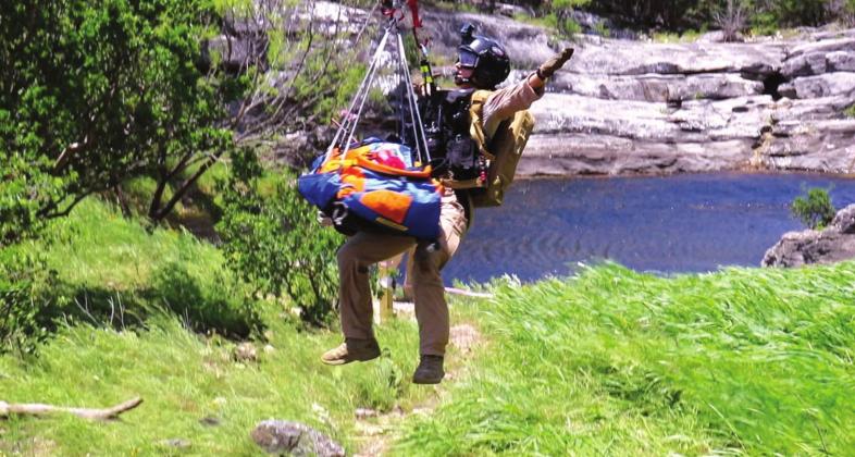 Step 4 - Correctly position and attach basket stretcher via guide wires to hoisting cable of medical transport helicopter. First Responders in Search &amp;amp; Rescue training were successful again for the last step of the process. The overall day for those in training, the supervisory staff, and those who observed this event was a positive learning experience, and will be scheduled again next year.