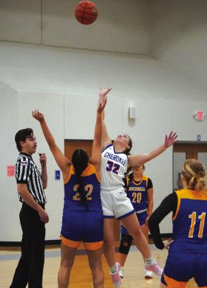 Cherokee Hannah Sims with the tip-off against Rochelle Photos by Valerie Valdez
