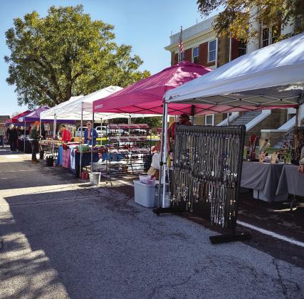 Booths at one end of the Trade Day shopping adventure