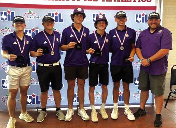 Boys golf (l-r): Winton Lackey, John Ham, Shooter Wright, Skyler Romero, Sterling Proffitt, Coach Walts