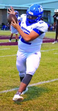 A completed pass to Robert Bench in last weeks shutout over Cranfills Gap. Courtesy of Valerie Valdez