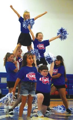 Little Indians Cheerleaders: Georgia Broyles, Phoebe Valdez, Addie Merriman, Analisa Aguilar, Avery Wilson, Juliana Rangel and Lily Graves