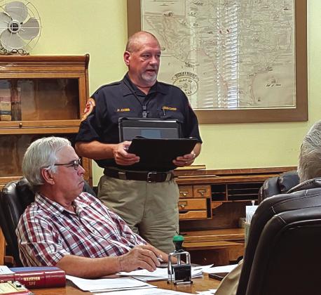 Chief Patrick Cobb with Hamilton Hospital EMS making his presentation to the Court at the July 9th meeting.