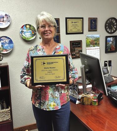 Shelia Meador was recipient of the Top 10 award. She ranked #7 this year as a Multi-Line Agent with Texas Farm Bureau. She also ranked in the Top 10 last year as # 4. Way to go, Shelia! Courtesy of Shelia Meador