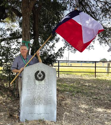 O Scott Dunbar, KSJ with the Commemorative Flag at Santa Anna Mound
