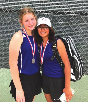 Anna Millican and Karol Guerrero 2nd place winners JV District Girls Doubles