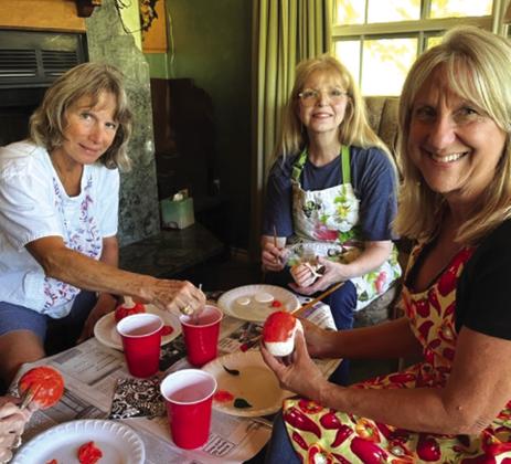 “pot glazing”: (l-r) Jacqueline Carlson, Denise Mayfield , and Mona McMahan