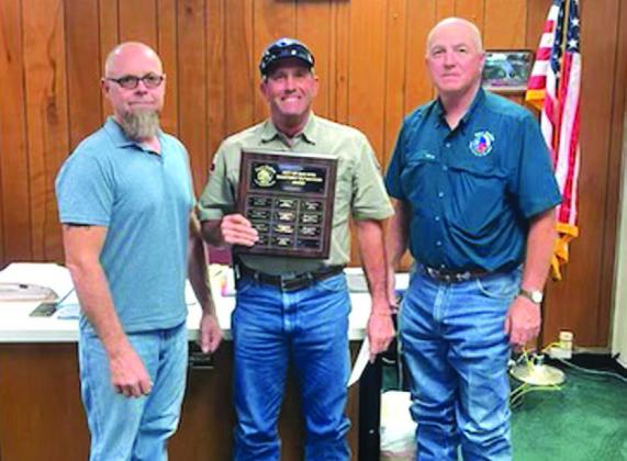Pictured left to right are Alderman Michael Nelson, Public Works Director Scott Glaze (Supervisor of the 3rd Quarter), and City Manager Scott Edmonson. Photo by Chief John Bauer