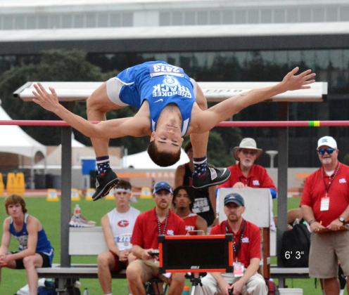 Cherokee Gunner Baugh 1st Place High Jump 6'6" 10 pts. - courtesy of Rita Boultinghouse