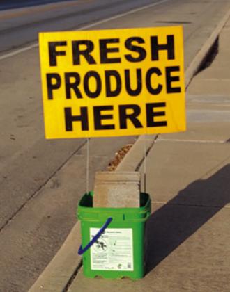 If you see the yellow sign, Dale is out selling his produce.