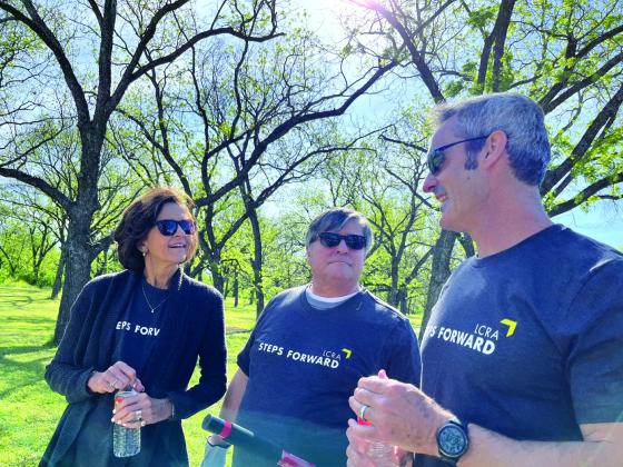 Martha Leigh M. Whitten of San Saba, a member of the LCRA Board of Directors, joins LCRA employees Gerry Garcia and Sam Woolard at the San Saba River Nature Park during LCRA's Steps Forward Day. LCRA employees worked on 36 community projects throughout LCRA’s service territory during the annual day of service.