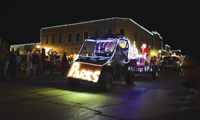 San Saba City Parks Department lighting the way for Santa in his sleigh