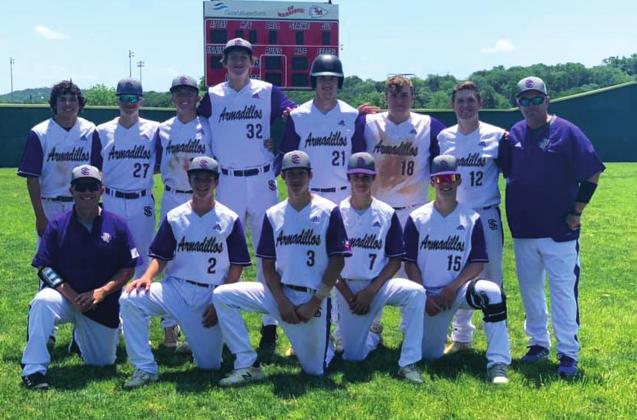 The San Saba High School varsity baseball team poses together on Saturday, May 8 in Ingram following the Dillos’ bi-district playoff series against Sabinal High School. Photo courtesy of the San Saba All-Sports Booster Club.