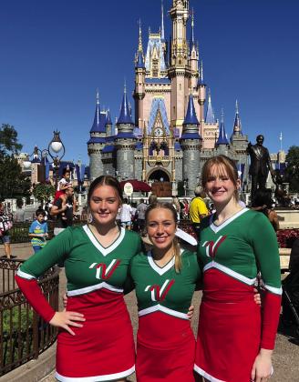 Hailey Penney, Maycie Shanklin, and Chloe Berrio at the All American Cheer event at Disney World Courtesy of Cheer Parents