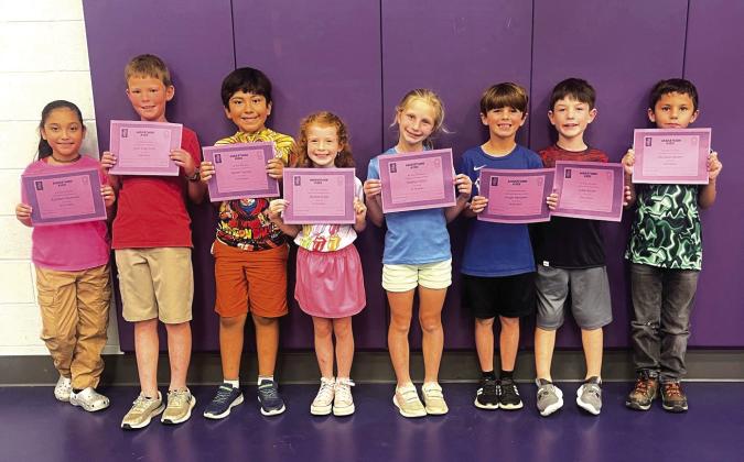 2nd Graders Estefani Guerrero, John Clay, Aaron Cuevas, Dakota Gage, Hadley Fuller, Hugh Henslee, Luke Naizer, and Christian Brown.