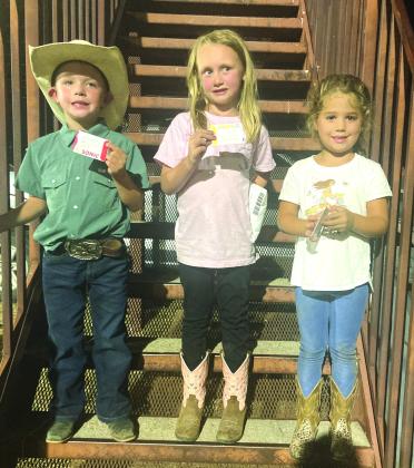 Saturday night Mutton Buster winners: 1st - Rawlee Stewardson; 2nd - Virginia Horton; and 3rd - Paige Shaw