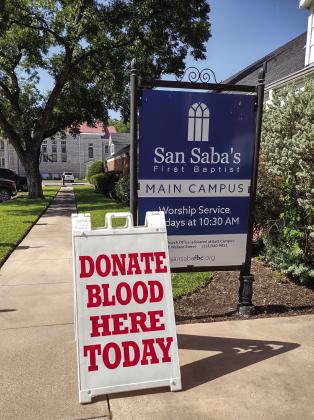 Blood Drive sign showing donors where to enter for the registration table at the Blood Drive last Tuesday, July 16, 2024.