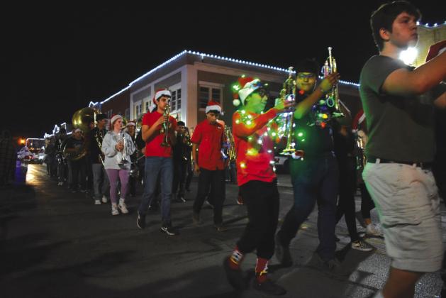 Armadillo Band keeping step in the parade