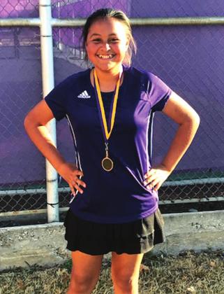 Evelyn Davila wins consolation in Girls Singles in Llano JV tournament on March 10.