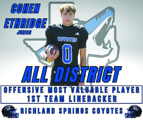 2025 Richland Springs Coyotes All District Team Honors
