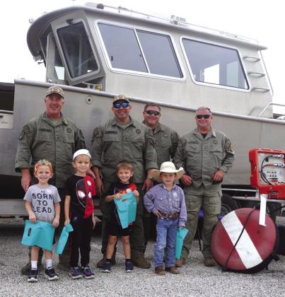 Our Pre-K class Dedmon Broyles, Austin Ramos, Ryker Williams, and Rawlee Stewardson were amazed by the boat at college and career day Photo courtesy of Valerie Valdez