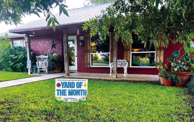 Richland Springs Yard of the Month award for August goes to Tami Lusty! She continues to create a welcoming, beautiful yard that inspires us all to keep up with her. She received a $25 gift certificate from Skelton Hardware thanks to the continued sponsorship of McKinnerney Real Estate. One by one, we will beautify Richland Springs. Congratulations, Tami! Photo courtesy of Michelle McKinnerney