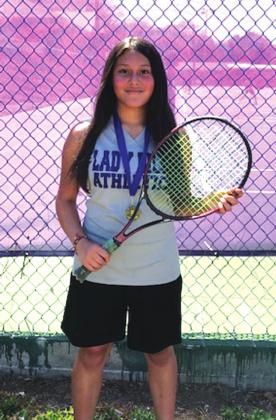 Marlene Rodriquez won First Place in 7th Grade Girls Singles in San Saba Middle School Tournament.