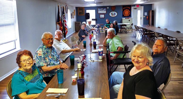 Here is most of the group that took advantage of the meal at the Senior Center last Friday. The front group from left to right: Pat and Bill Gruesendorf (San Saba), Larry Lafferty (Richland Springs), Bernice Adams (Richland Springs), Lupe Coronado (San Saba), and Candy Kokernot (San Saba). See Page 2 for the back table.