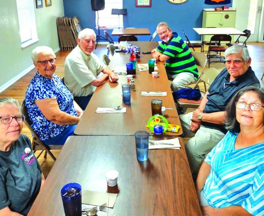 Back table left to right: Barbara Young, Joan and Don Van Gorp, Rodney Payton, Santos and Rosa Arrendondo, (all of San Saba).