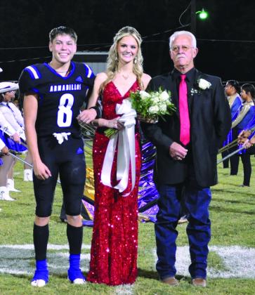 Junior Class Duchess is Avery Tharp daughter of Tara Tharp and Jason Tharp. She is being escorted by her grandfather, Rick Ferrell. Flower Presenter is Ethan Gonzales, son of Amber Everett and Billy Gonzales.