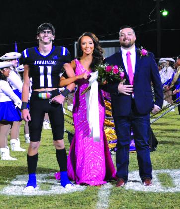 Sophomore Class Duchess is Cinzlea Stanton, daughter of Christina Brockman and Chris Brockman. She is being escorted by her father, Chris. Flower Presenter is Levi Glover, son of Teresa and Rusty Glover.