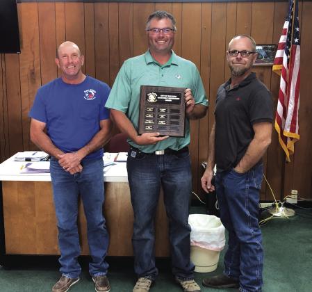 Michael Whitley, Golf Course Supervisor, was awarded the Supervisor of the Third Quarter for 2022. Pictured from left to right: Scott Glaze, Public Works Supervisor; Michael Whitley, Golf Course Supervisor; and Alderman Michael Nelson. Photo by Scott Edmonson