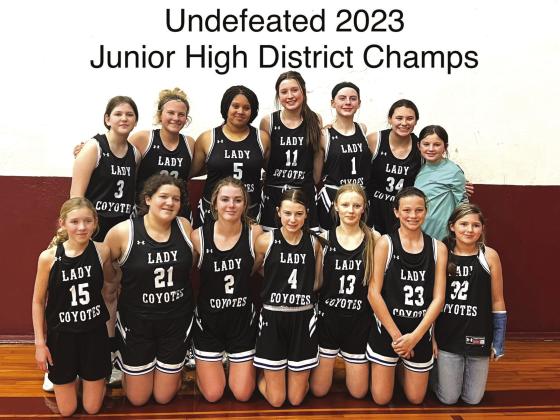 RS Junior High Girls - District Champs Back row, L to R: Makayla Kubin, Corinne Sheffield, Amarrea Thomas, Flora Appleton, Paige Bailey, Fallon Burns Soto, and Brylee Chandler. Front row, L to R: Kaylee Salas, Kinzlee Salas, Raegan Eckert, Emma Bryant, Lindsay Meador, Macy Mask, and Mia Tharp. Coached by Dara Chandler, Marci Martin and Stephanie Eckert.