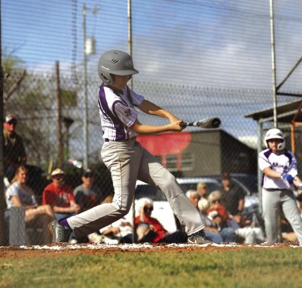 #5 Jace Romero takes a swing in last week’s game.