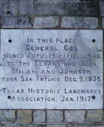 Texas Historical Marker on General Cos house in San Antonio, Texas