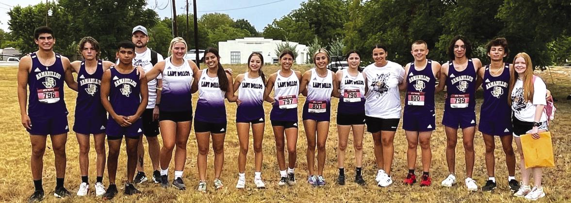 San Saba Cross Country season is well underway. High school team members include, (left to right) Noah Martinez, Jordan Whitney, Julius Salinas, Coach Haynes, Lexy Amthor, Olivia Lusty, Destiny Davila, Chassidy Gonzales, Leslie Aguirre, Emily Estrada, Coach Martinez, John Ham, Jose Aguilera Valdez, Miles Sanchez, Julia Smith (trainer).