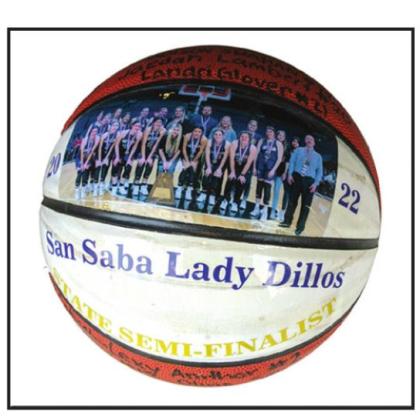 Item # 2 up for auction is an autographed basketball signed by the 2021-2022 lady Dillo State Semifinalist.