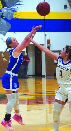 Senior Chloe Berrio going up for a shot against Rochelle Courtesy of Valerie Valdez