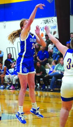 Senior Maycie Shanklin taking a shot against Rochelle Courtesy of Valerie Valdez