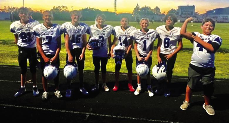 Pictured L to R: Christian Greenwood (#21), Trendon Vogel (#7), Evan Deeds (#15), Joseph Usery (#2), Angel Cervantes (#14), Connor Greenwood (#1), Andrew Woerndell (#8), Jaxon Kilgore (#44)