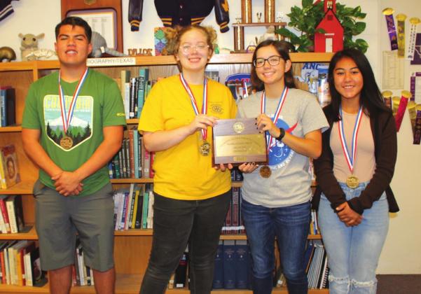 BRONZE MEDALISTS Spelling and Vocabulary Team - Jancsi Cuevas, Kaylee Eidson, Mia Kilman, and Natalie Cuevas