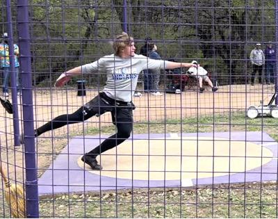 Joey Bond with a record setting discus throw at the track meet in Mason Photo by Valerie Valdez