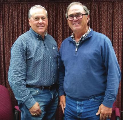 Mayor Ken Jordan (left) standing with newly elected Mayor Pro-Tem Robert Whitten (right) (Staff Photo)